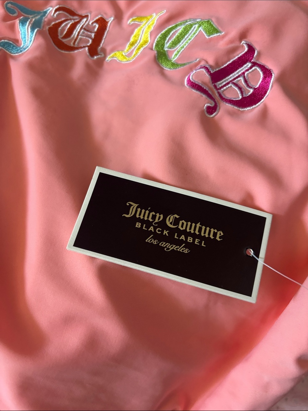 Juicy Couture Black Label One Piece Swimsuit Size Large NWT Rainbow Logo - Picture 6 of 6